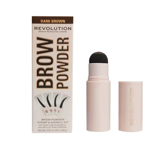 Makeup Revolution Brow Powder zestaw do brwi stempel   szablony Dark Brown