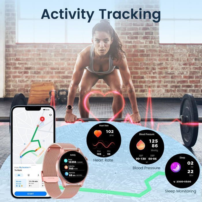 Montre Connectée Femme Avec Appels - Smartwatch Écran Amoled 1,43