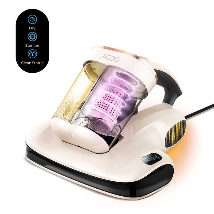 JIGOO S100 Smart Dual Cup Mattress Vacuum Cleaner with 350W Power and 12KPa Suction