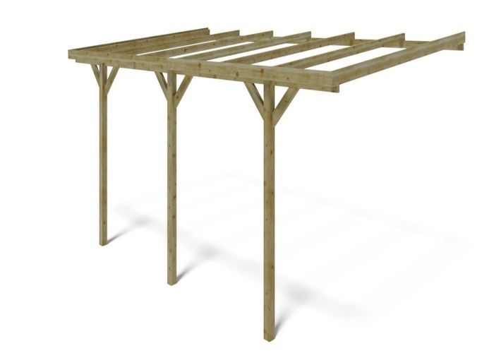 Cochera, cobertizo para coche 3x5,24 m - 15 m2 - adosado - CAR6