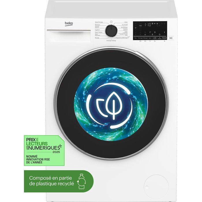 Lavatrice a carica frontale BEKO B7WFU39411WDOS serie bPro 700 - 9 kg - Induzione - Larghezza 60 cm - 1400 giri/min - Classe energetica A - Dosaggio automatico - Bianca