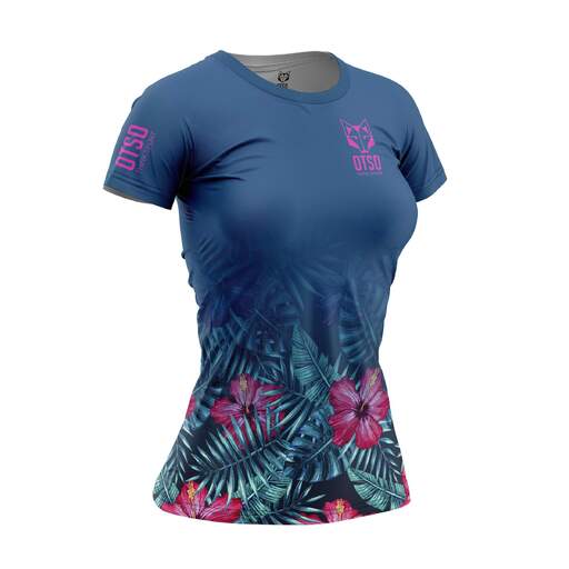 Tropisch donker T-shirt met korte mouwen