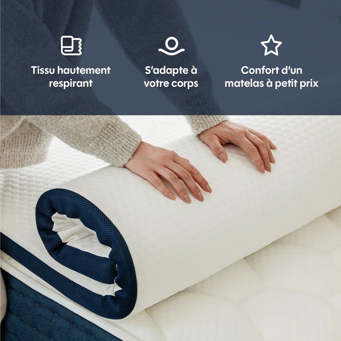 Surmatelas mémoire de forme 200x200 épais 5cm - Cloudy - Morphea