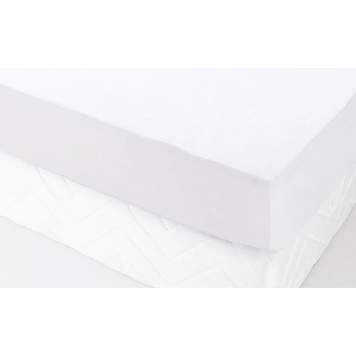 Protector de cama, funda polar, sarga 100% algodón, 2/2 P300, 90x190 cm, blanco
