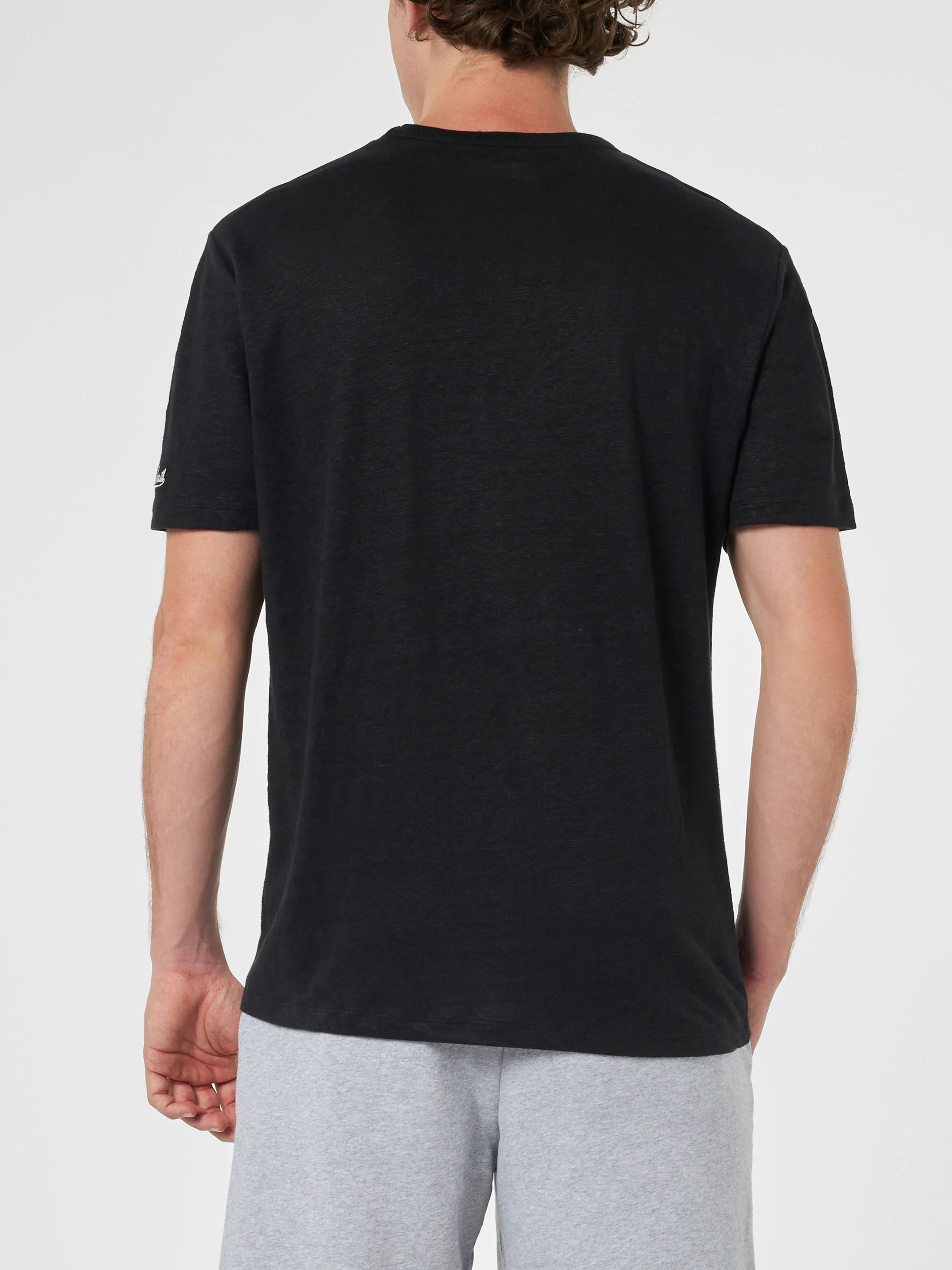 Ecstasea heren T-shirt van zwart linnenjersey met zakje