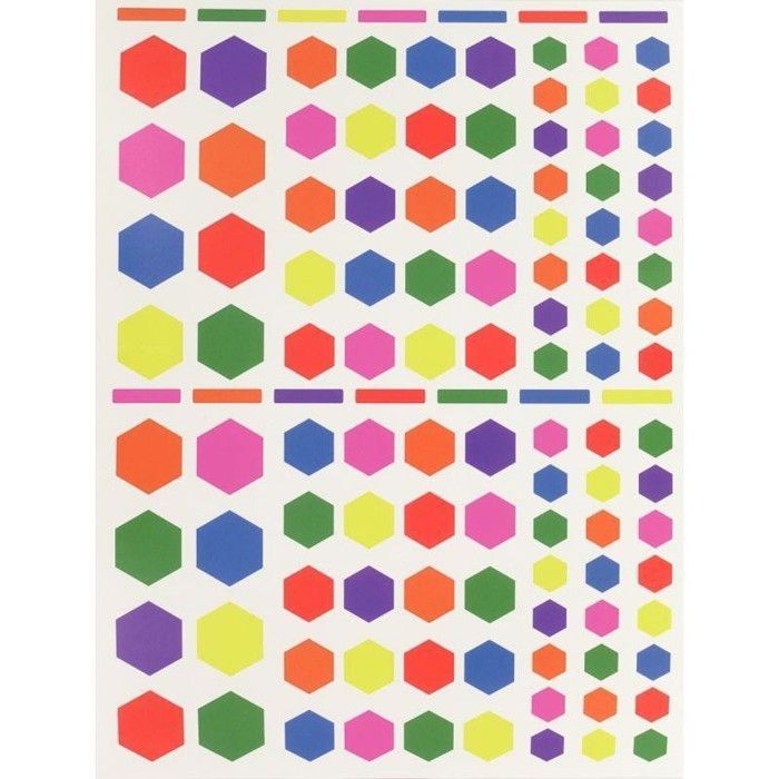 Paquete de 624 pegatinas hexagonales adhesivas de colores surtidos.