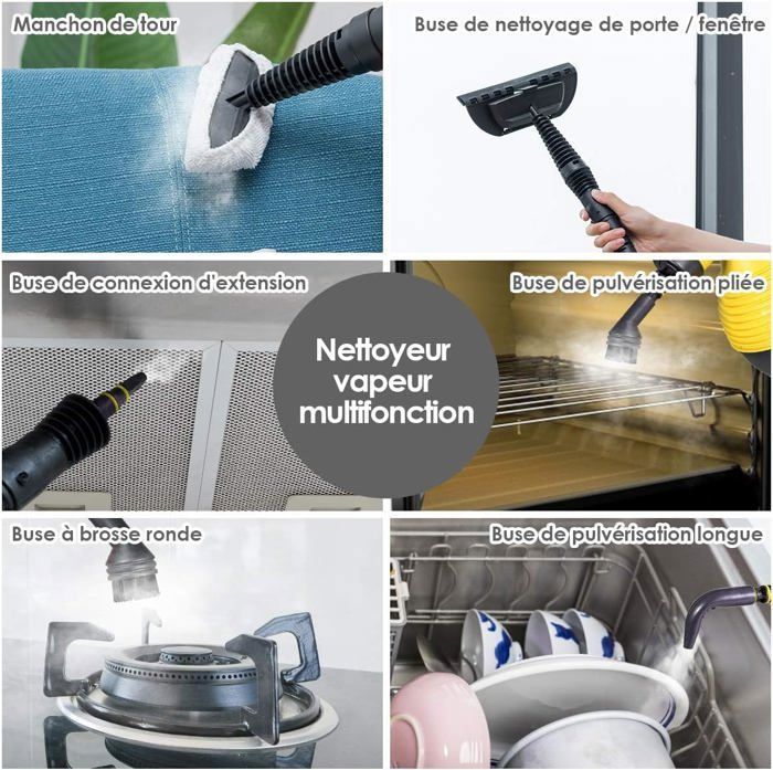 Limpiador a vapor portátil GOPLUS con 9 accesorios para eliminar manchas, alta presión de 3 bares para cocina y baño, 350 ml.