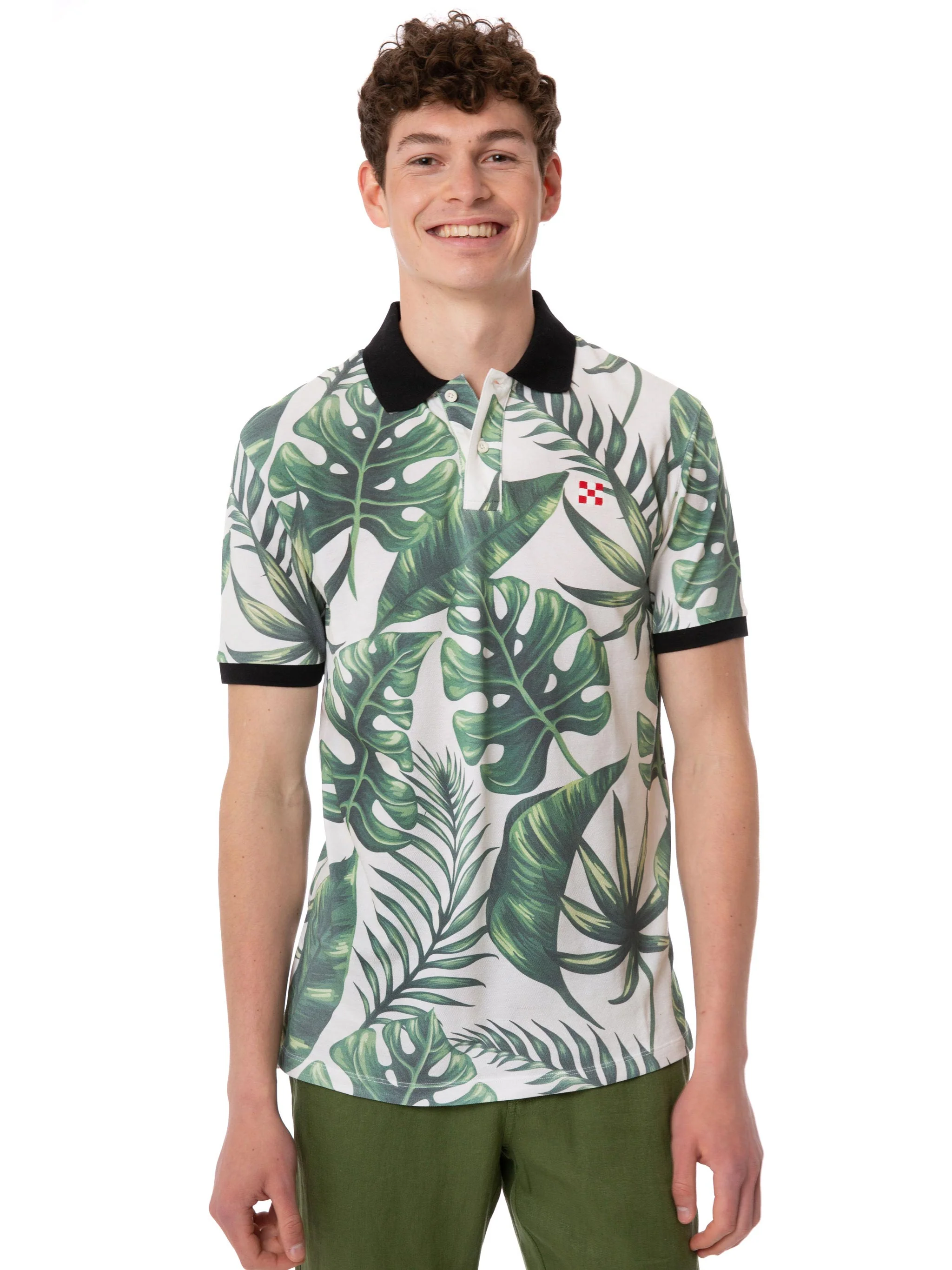Polo shirt voor heren met bladprint