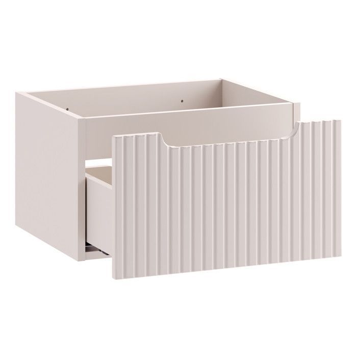 Mobile bagno sospeso NOVA da 100 cm con doppio lavabo, color cashmere, con lavabo Casella effetto rovere e 2 cassetti.