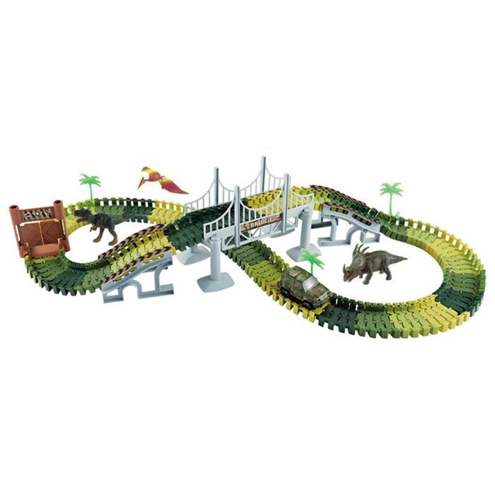 Pista de coches - MARSEE - Set de pista de dinosaurios - 144 piezas - Multicolor - Edades 3-8