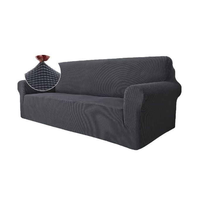 Funda para sofá de 3 plazas con reposabrazos, protección antiarañazos para gatos y perros, color gris.