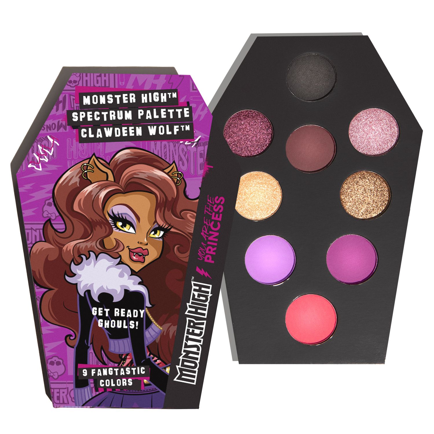 „Monster High™ Spectrum Palette“ „Clawdeen™ Wolf“ akių šešėlių paletė Akių šešėlių paletės ir makiažas