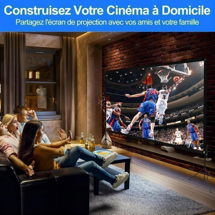 Écran de Projection avec Trépied, VISULAPEX 120 Pouces 4K HD 16: 9 Pliable Écran Vidéoprojecteur sur Pied, avec Sac Portatif