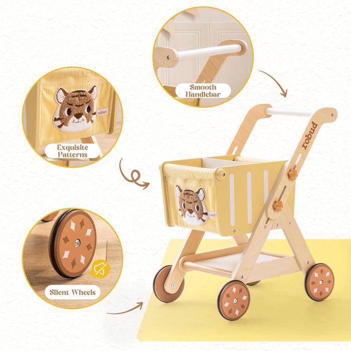 Andador para bebês - ROBOTIME ROBUD Carrinho de compras de madeira - Forest King