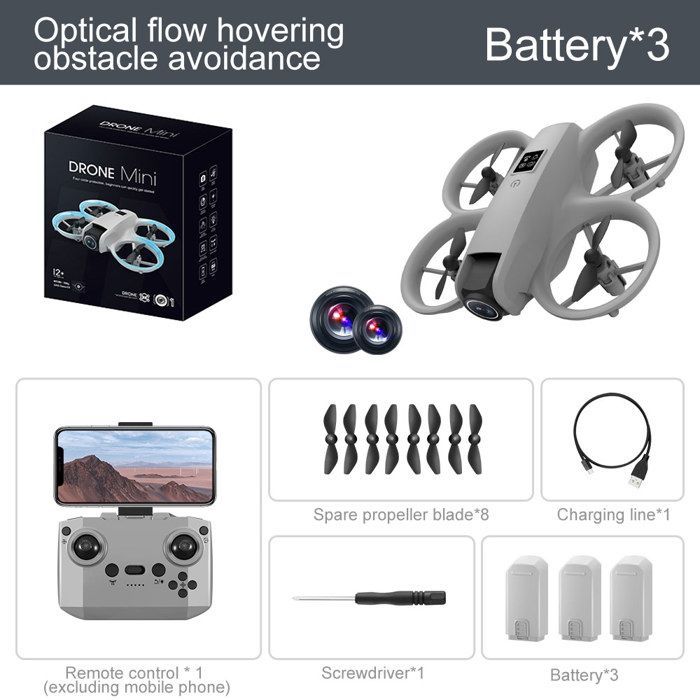 Mini Drone avec Caméra 720P HD Drone pour Enfant Quadricoptère Hélicoptère RC avec 3 Batteries Jouet Cadeau pour Garçons et Fille