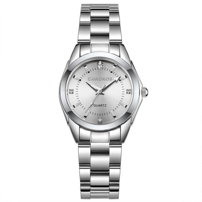 Women's quartz watch with high-quality diamonds, steel bracelet, waterproof, casual, classic, and advanced design.