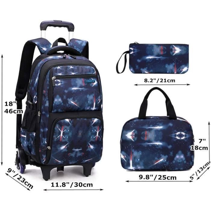 Astuccio e zaino con ruote - LECOO - Blu - Nylon impermeabile - 3 in 1 - Bambino unisex