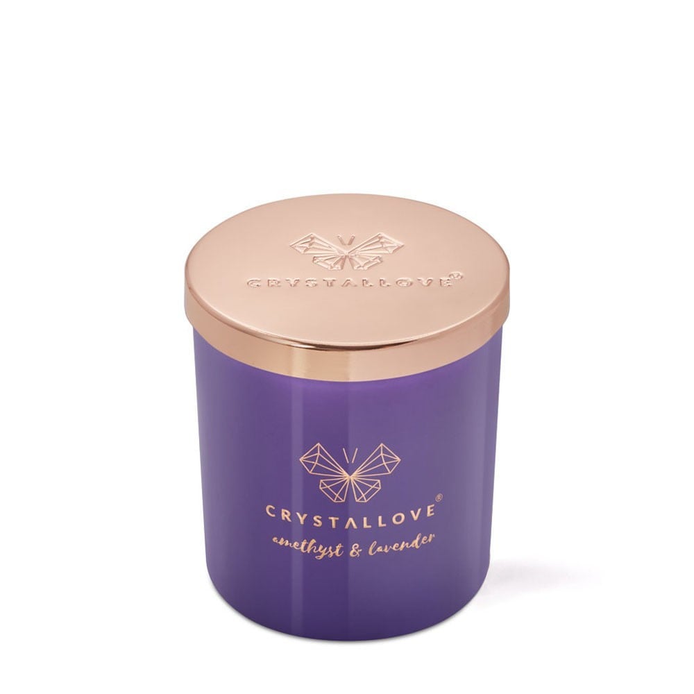 Crystallove-ljus, ametist-sojaljus och lavendel - 1 styck