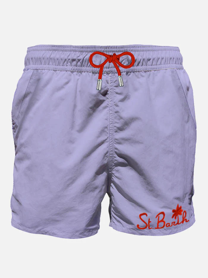 Calção de banho masculino lilás com bolso