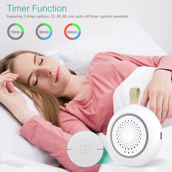 White Noise Machine with Night Light, 30 Soothing Sounds, 3 Night Light Levels, Volume Control, Timer