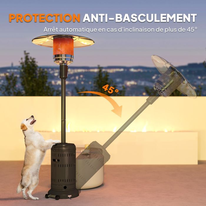 Chauffage exterieur terrasse - Outsunny - portable - 11 KW niveaux de chauffe réglable - protection anti-basculement - noir