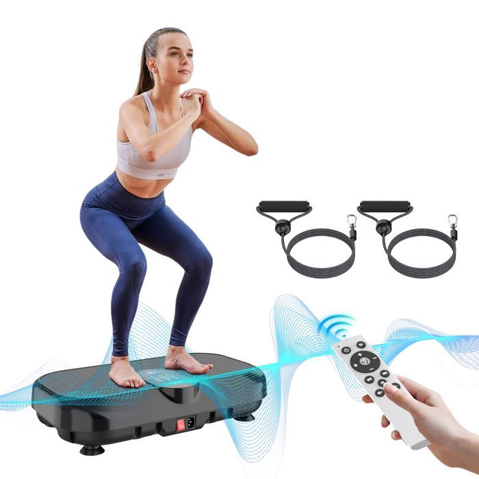 Pedana vibrante silenziosa + Bluetooth - 120 livelli di vibrazione + 9 programmi di allenamento - Portata massima 150 kg - Nera