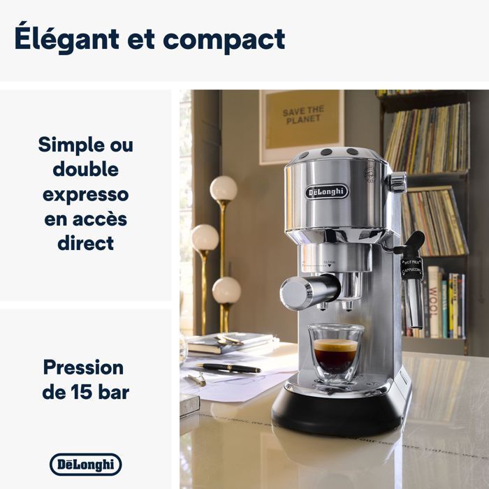 Manual espresso machine - De'Longhi - Dedica style - EC685.M - Stainless steel