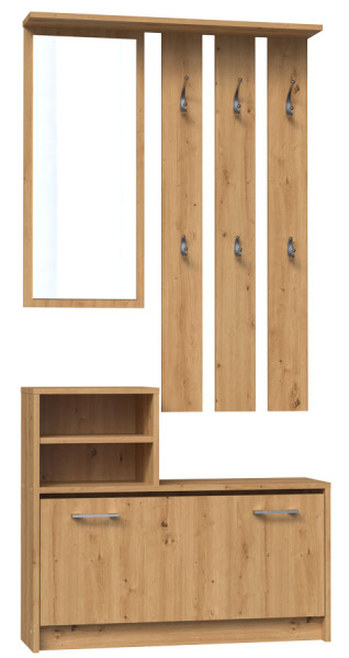 Komplet mebli do przedpokoju z lustrem  - dąb artisan Jovon