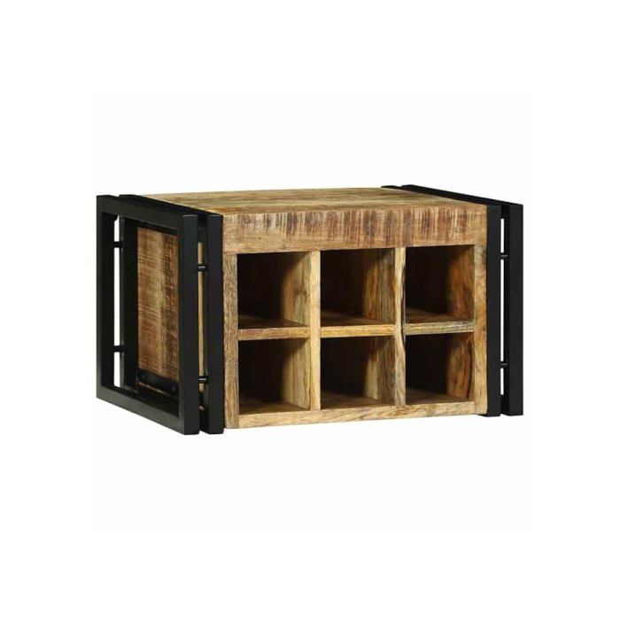 Botellero de madera de mango - vidaXL - 46x35x27,5 cm - Marrón y negro - Madera maciza de mango - Estilo rústico