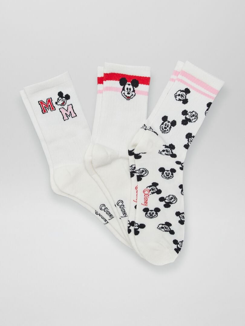Set van 3 paar 'Mickey Mouse'-sokken - WIT