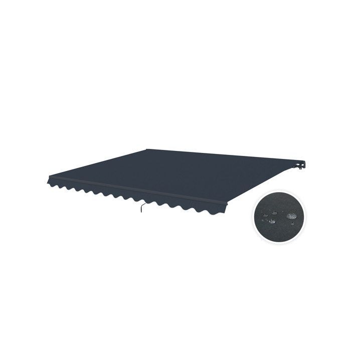 Store banne manuel rétractable - Cazeboo - VECCHIO - 4x3m - Toile premium 320g/m² - Gris - Anti-UV - Surface couverte 12m²