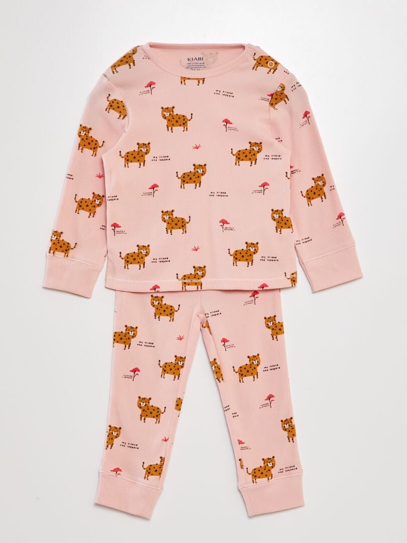 Conjunto de pijama de canalé - 2 piezas - ROSA