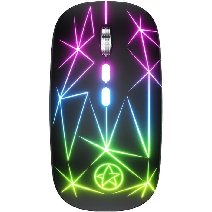 Ratón inalámbrico A20, óptico de 2,4 GHz, silencioso, portátil, RGB, con receptor USB, 3 niveles de DPI ajustables, recargable (SNAKIOX)