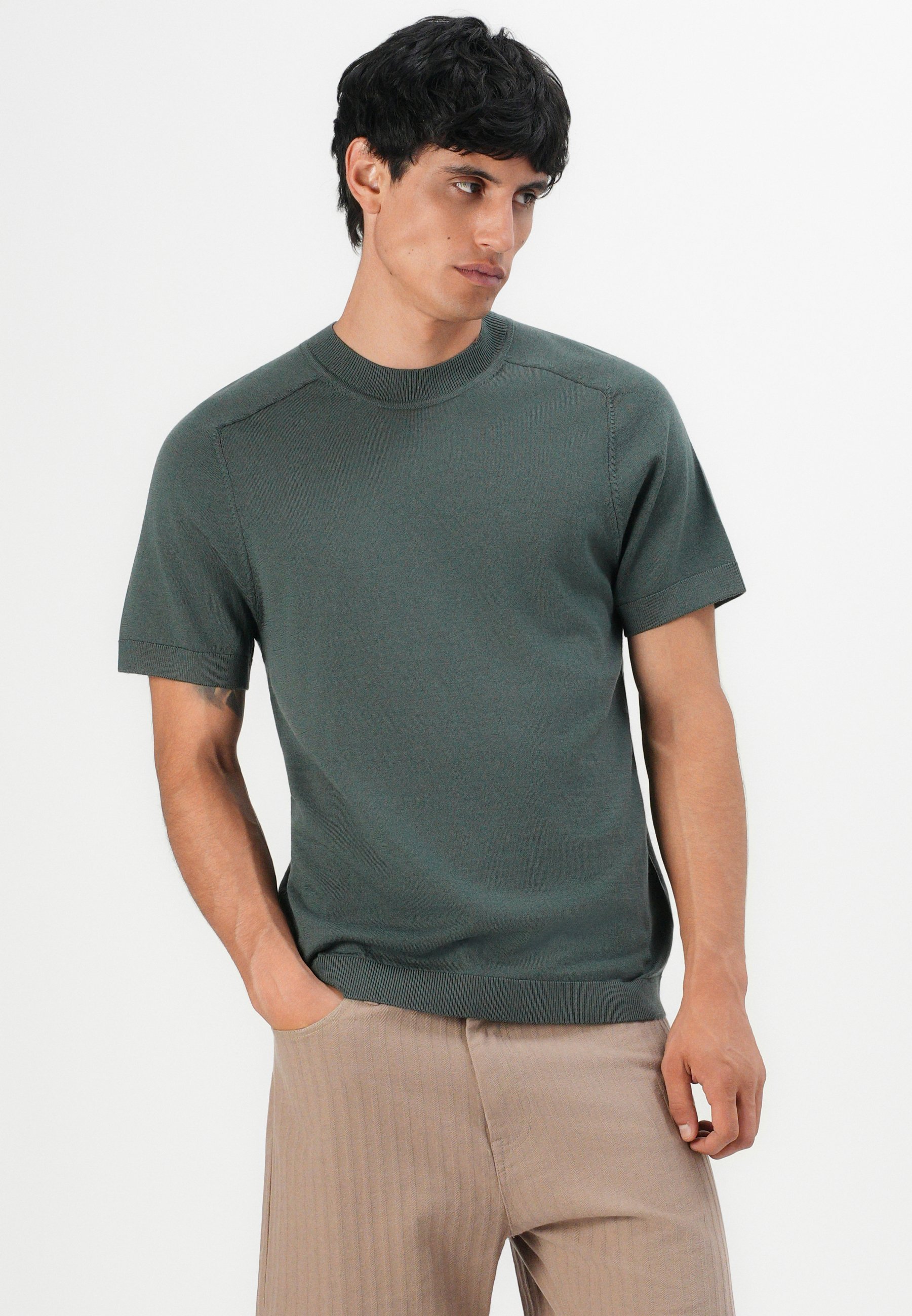 Pull Selected Homme SLHTRAY CREW NECK - coloris forêt profonde