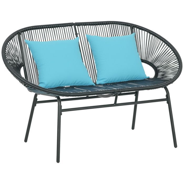 Outsunny - Garden bench - Steel - 132x72x83cm - Black
