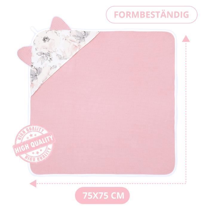 Baby-Kapuzenhandtuch – TOTSY BABY – Rosa Blume – Baumwolle – 75 x 75 cm