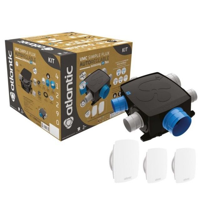 Kit de ventilación inteligente autorregulable de flujo único Autocosy IH Flex - Atlantic - 4 baños + 1 cocina