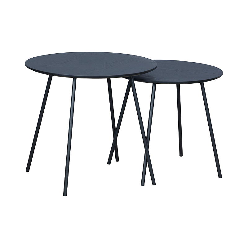 Hjemmebord s/2 ø 48/55 cm med metallben svart