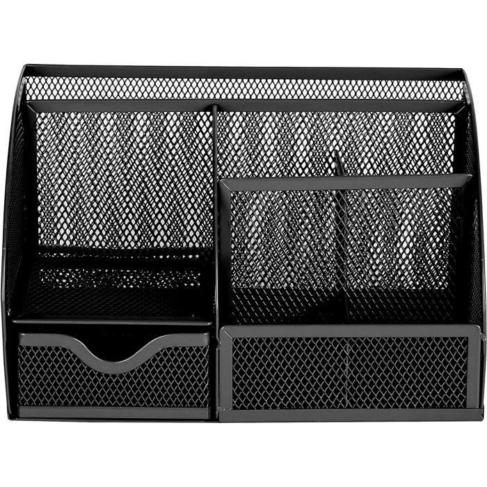 Organizador de escritorio - ZGEER - Negro - Metal - 7 compartimentos - Diseño contemporáneo