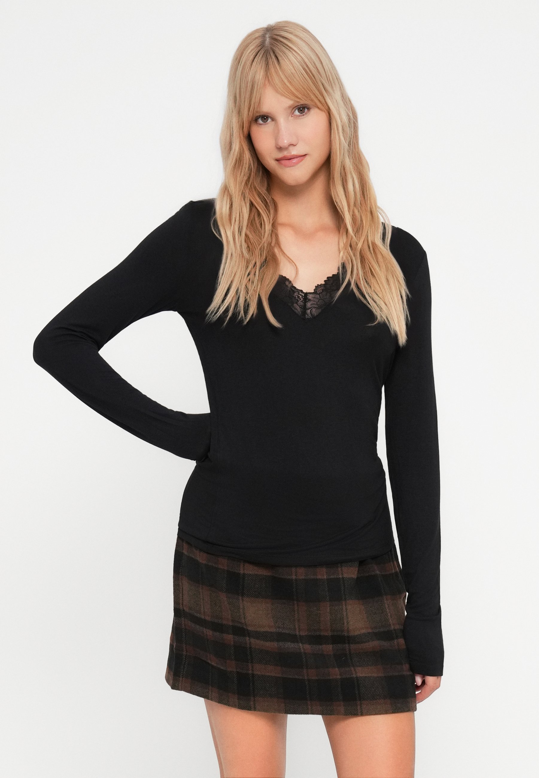 Vero Moda VMSIMMA KRATKO KARIRANO KRILO - Mini krilo - čokoladna torta