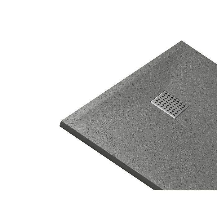 Plato de ducha extraplano para instalación en superficie o empotrado, recortable, fabricado en resina SMC - Gris - 140 x 90 cm - MIRNOSA