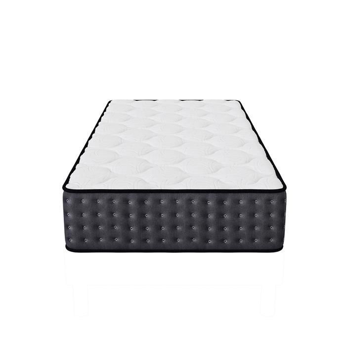Base de cama + colchón COSMOS de 90x190 cm, altura 26 cm, espuma Techno Foam de alta densidad, confort equilibrado, 4 patas incluidas.