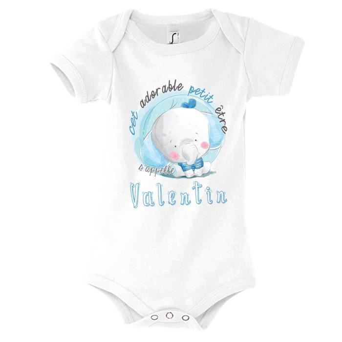 Valentin | Body avec Manche pour bébé garçon - Collection prénom Cute Mignon pour Nouveau né