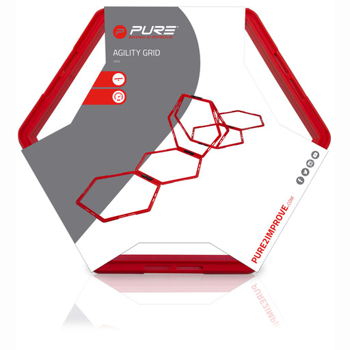  Pure2improve Хексагонална мрежа за агилност, 6 делова, црвена