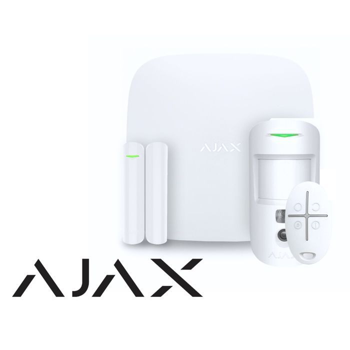 AJAX Pack alarme AJAX Hub 2 Plus avec détecteur de mouvement caméra, présence, télécommande - Blanc