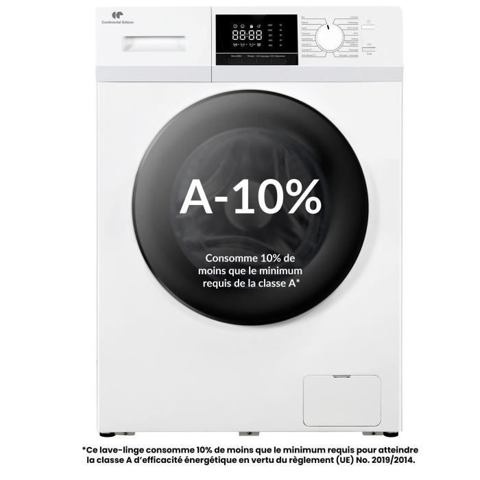 Voorlader wasmachine - CONTINENTAL EDISON - CELL10140W3 - 10 kg - Inductiemotor - 60 cm - 1400 tpm - Wit