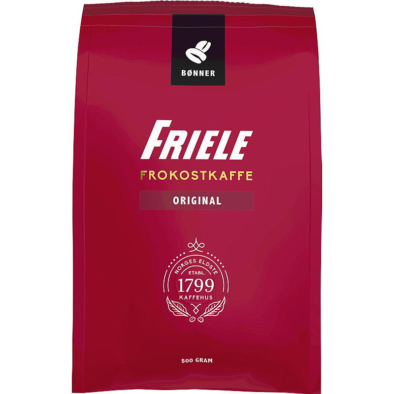 Café Friele en grano entero, 500 g, para el desayuno.