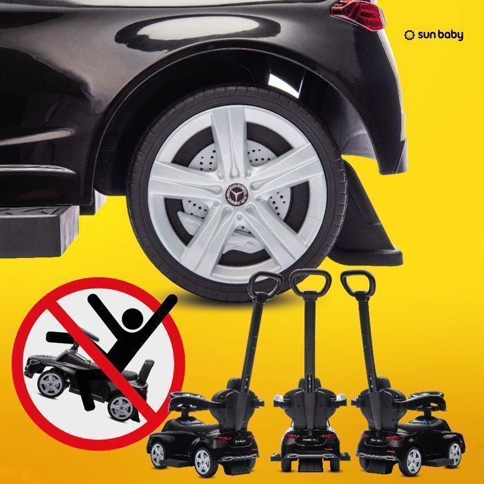 Porteur enfant voiture Mercedes C-Class - 12 à 36 mois - signal sonore - repose-pieds coulissants - compartiment rangement - Noir