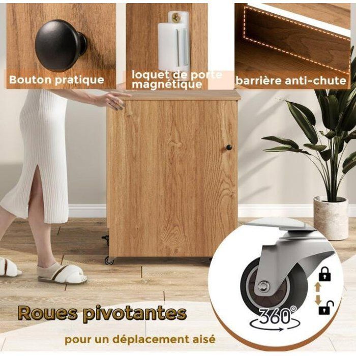 Opklapbare naaitafel -RELAX4LIFE- Geïntegreerd oplaadstation - Groot tafelblad - 3 vakken - Opbergplank - Natuurlijk
