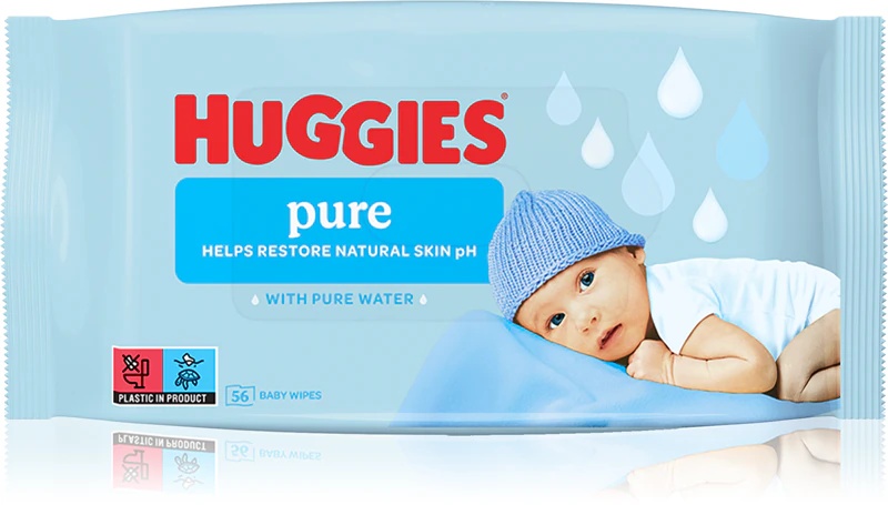 Huggies Pure tīrīšanas salvetes mazuļiem no dzimšanas brīža